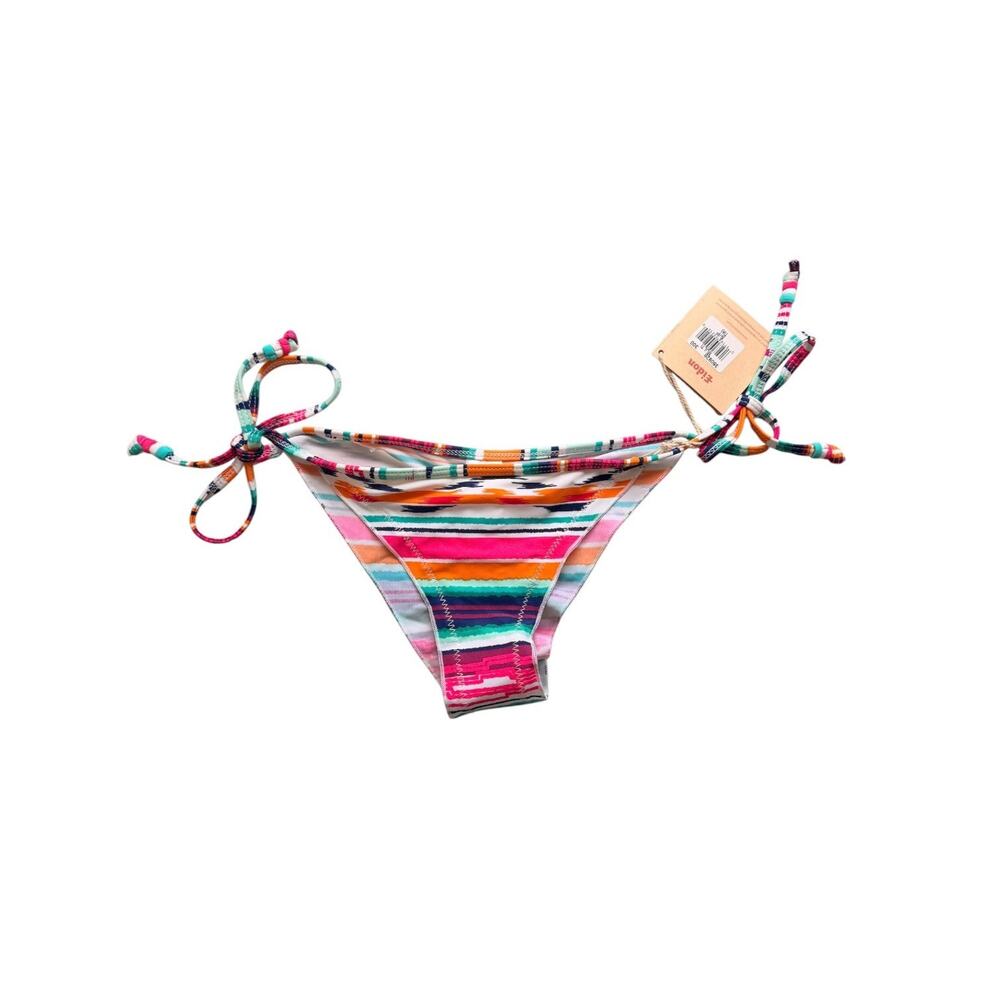 Eidon Tiki Bikini Bottom Small Multi Stripe Ikat Side Tie String NWT Surf Swim